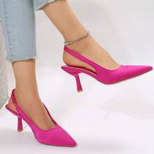 Fashion Hot Pink Slingback Pumps For Women, Point Toe Pyramid Heeled Pumps | SHEIN