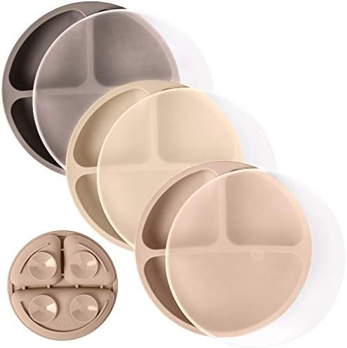 Amazon.com: WeeSprout Suction Plates with Lids for Babies & Toddlers | 100% Silicone | Plates Sta... | Amazon (US)