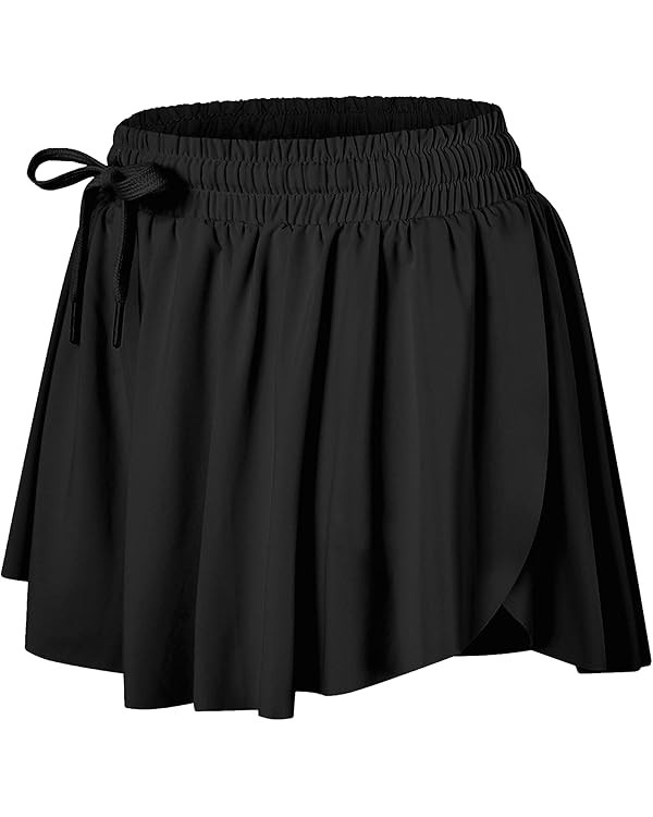 Wsirmet Flowy Shorts for Women Butterfly Shorts 2 in 1 Athletic Workout Gym Biker Running Shorts ... | Amazon (US)