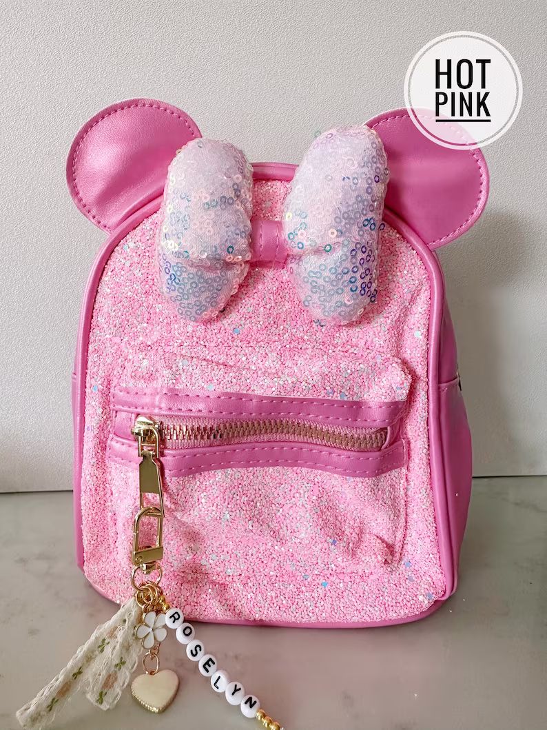 Girls Easter Gift Personalized Name Glitter Sequin Backpack Minnie Mickey Mouse Princess Purse Sc... | Etsy (US)