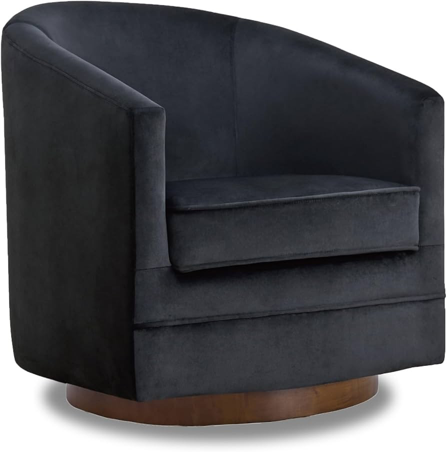 Swivel Accent Chair Modern Velvet Barrel Armchair with Wooden Base for Reading Room Livingroom Be... | Amazon (US)