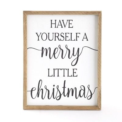 Lakeside Merry Little Christmas Sign with Wood Frame - Indoor Holiday Wall, Mantle Decor | Target