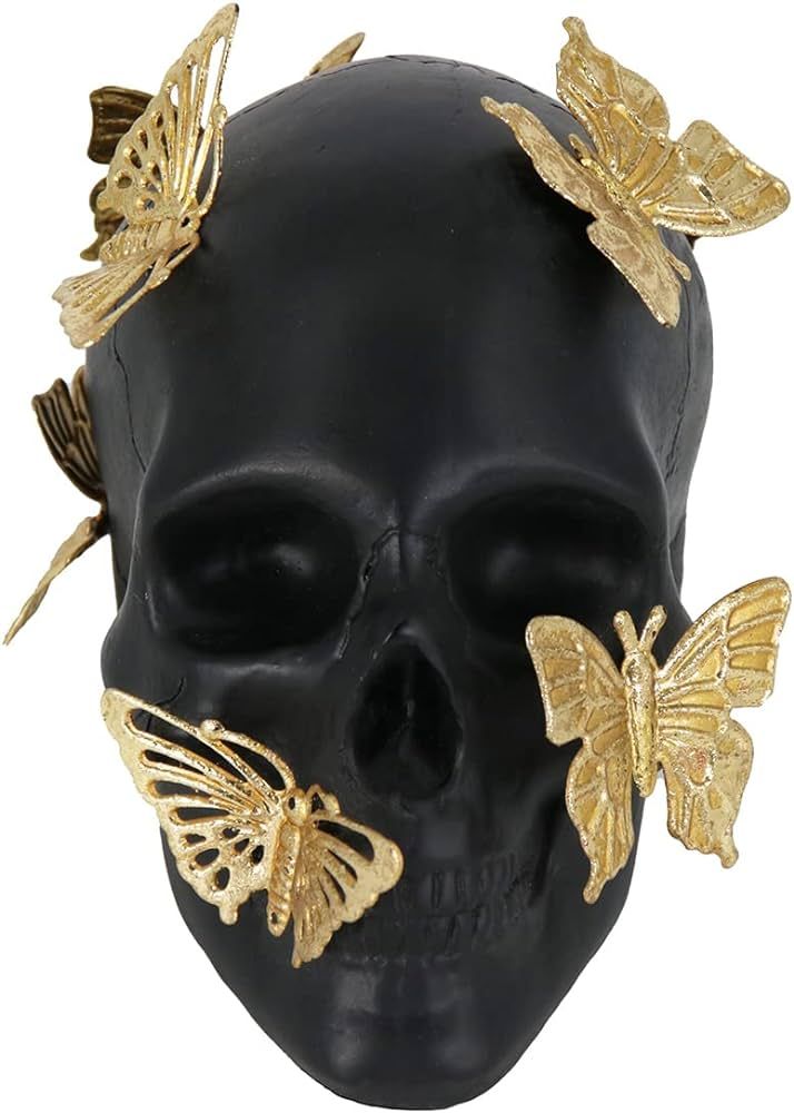 JOOMBE Black Skull Statue with Glod Butterfly,Halloween Decoration Home Decor Collectible Figurin... | Amazon (US)