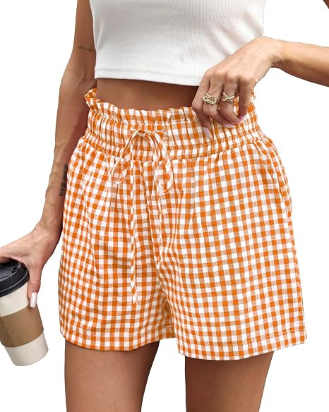Cotton, Deep Side Pockets, Decorative Ruffle Waist Elastic,Y2K Casual Beach Lounge Breathable Lig... | Amazon (US)