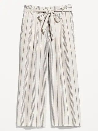 High-Waisted Linen-Blend Cropped Wide-Leg Pants for Women | Old Navy (US)