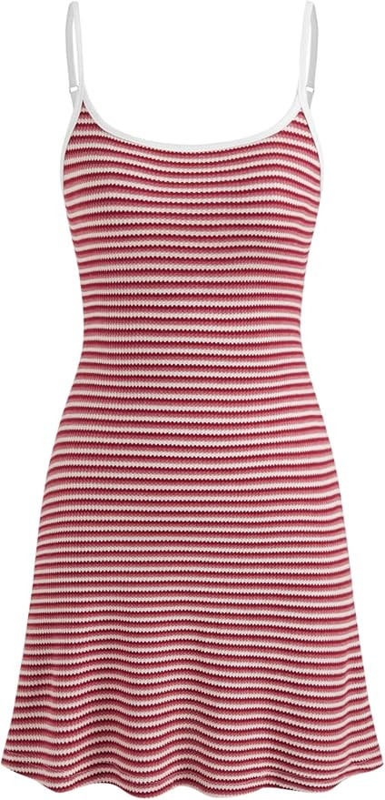 CIDER Scoop Neckline Striped Cami Mini Dress | Amazon (US)