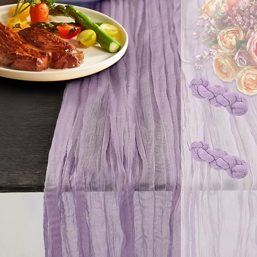 NOSTHEART 2 PCS Lavender Table Runner 10Ft Gauze Cheese Cloth Table Runner Cheesecloth Table Runn... | Amazon (US)