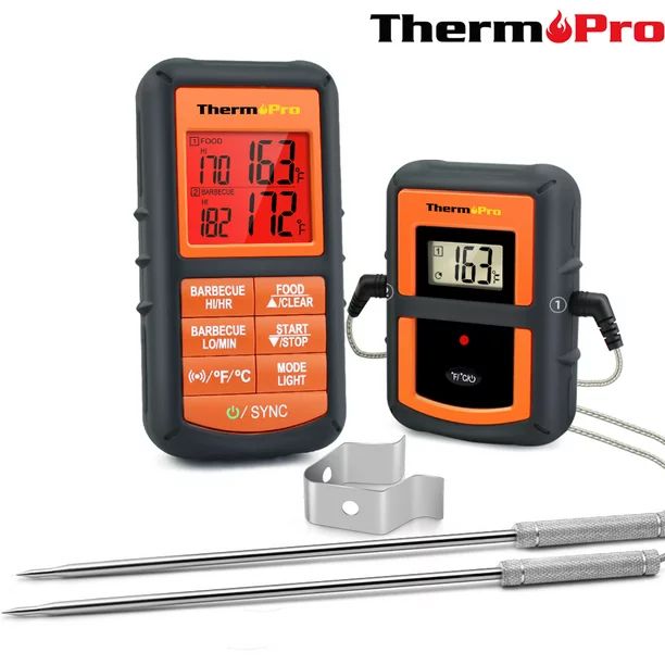 ThermoPro TP08S Wireless Digital Meat Thermometer with LCD Display for Grilling Smoker BBQ Grill ... | Walmart (US)