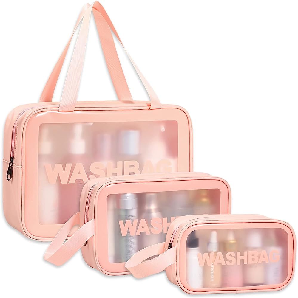 JosMega Upgrade Waterproof Cosmetic Bag, Toiletry Bag, Makeup Bag, Translucent Travel Toiletries ... | Amazon (US)