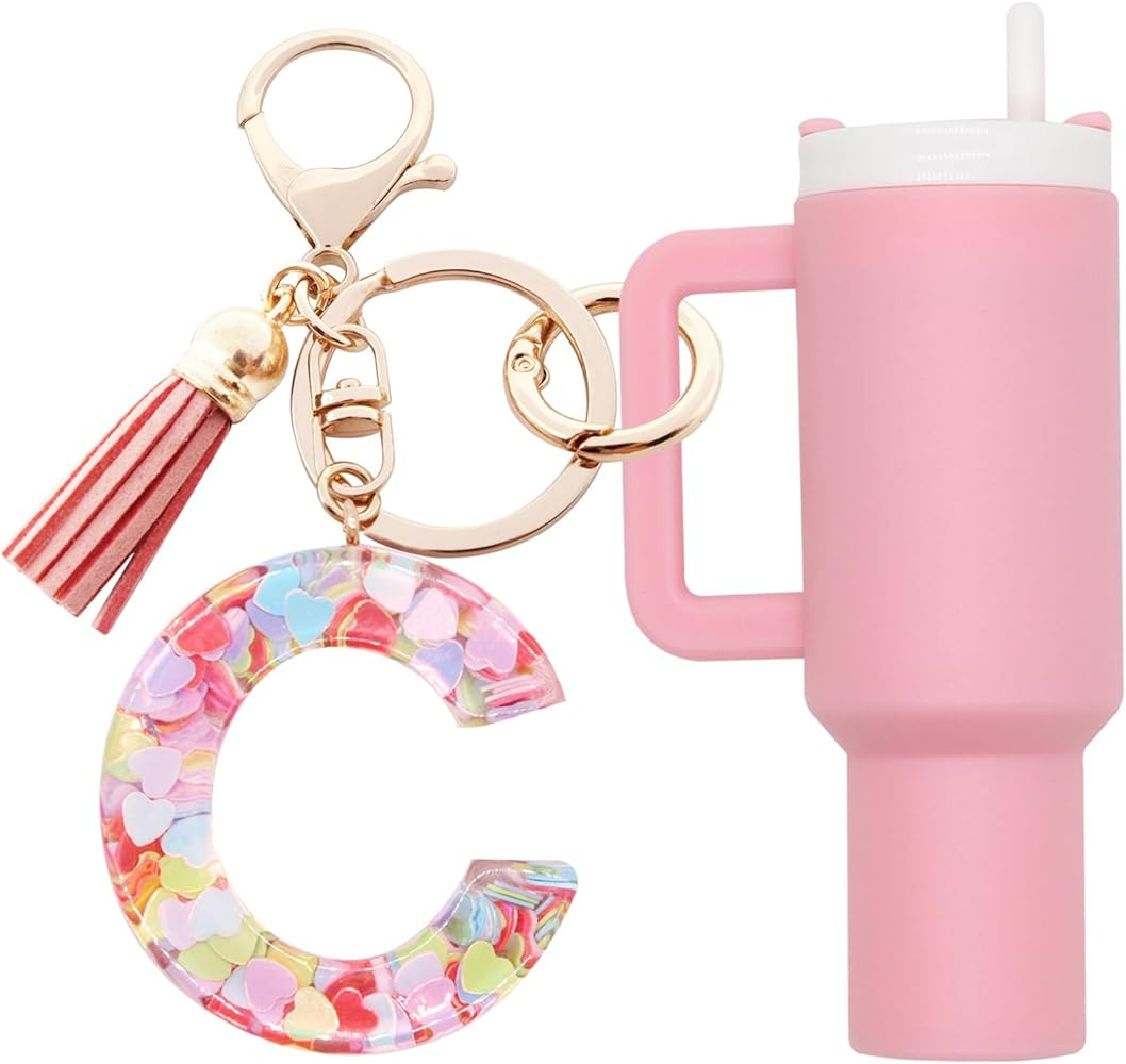 Mini Tumbler Keychain Chapstick Holder,Cute Stanley Cup Charms For Backpack Initial Letter Keycha... | Amazon (US)