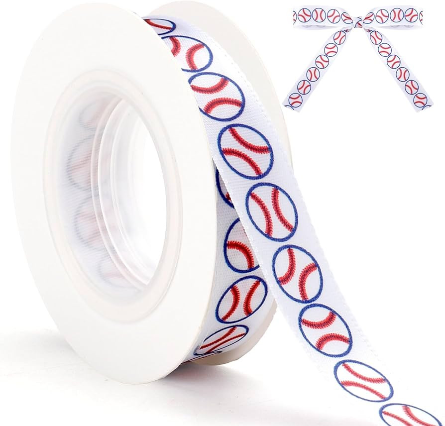 Baseball Ribbon for Gift Wrapping White Satin Ribbon 5/8 Inch 10 Yards Baseball Sports Themed Rib... | Amazon (US)