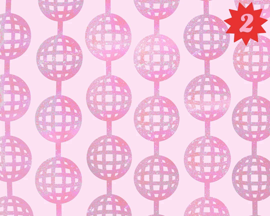 xo, Fetti Pink Disco Ball Foil Curtain - Set of 2 | Last Disco Bachelorette Party Decorations, Gr... | Etsy (US)