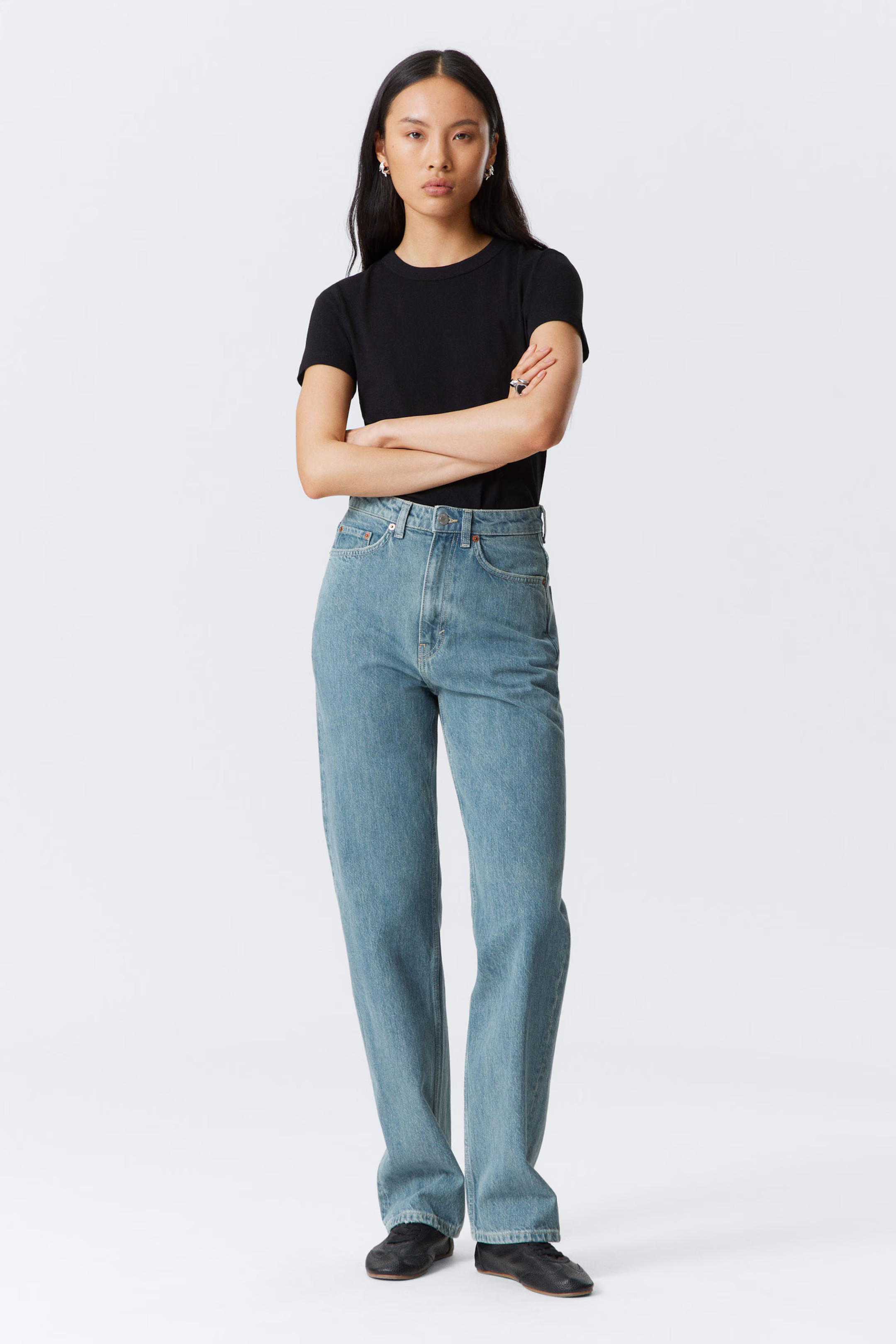Rowe Super High Waisted Regular Straight Leg Jeans | Weekday
