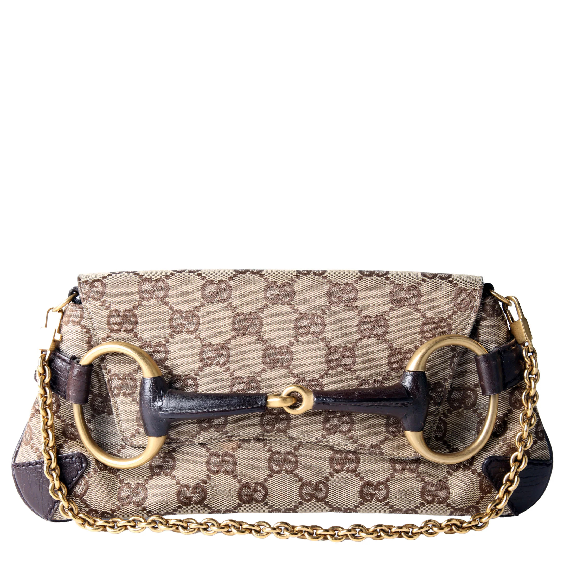 114923 Horsebit GG Canvas Clutch | Keeks Designer Handbags