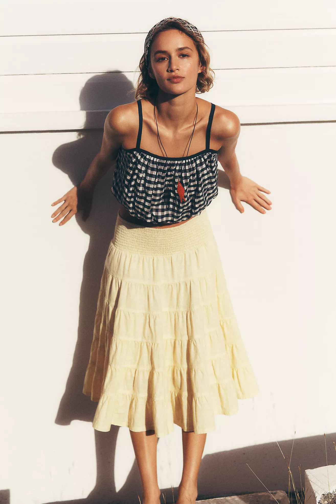 The Reese Linen Midi Skirt by Pilcro | Anthropologie (US)