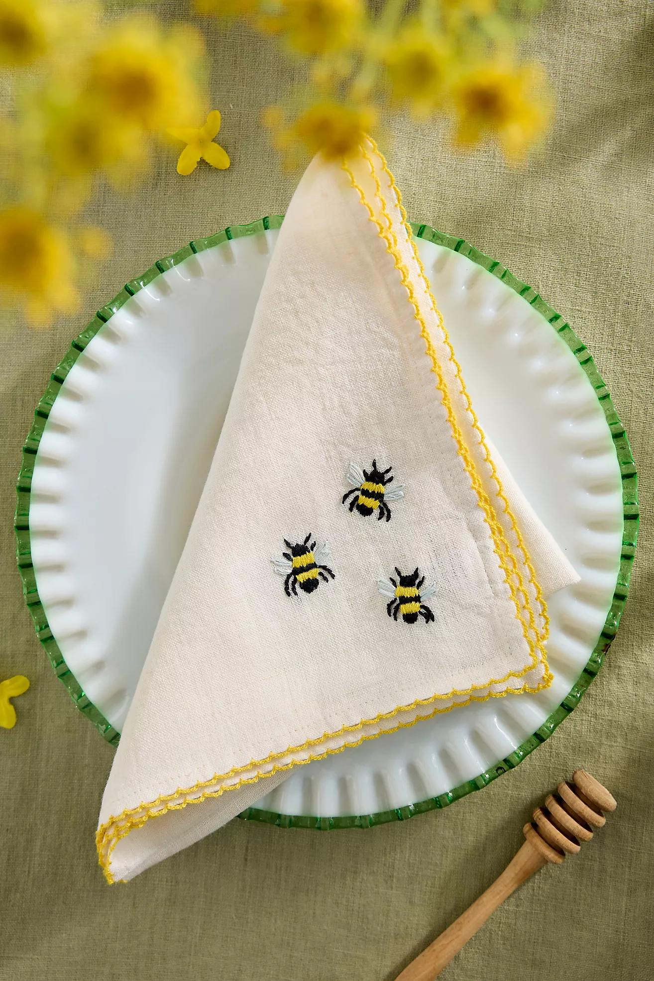 Embroidered Pollinator Linen Napkins, Set of 2 | Anthropologie (US)