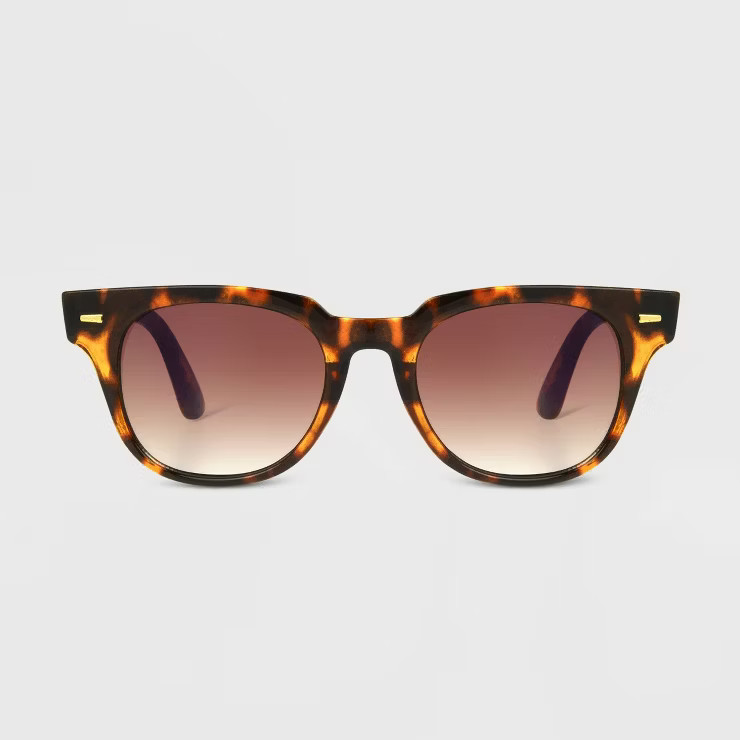 Women's Tortoise Shell Print Narrow Rectangle Sunglasses - Universal Thread™ Brown | Target