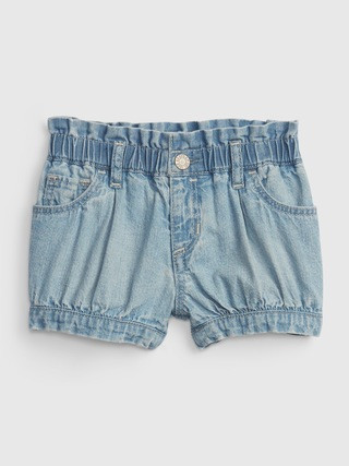 Baby 100% Organic Cotton Denim Bubble Shorts with Washwell | Gap (US)