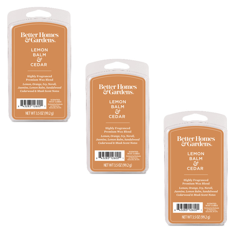 Lemon Balm & Cedar Premium Scented Wax Melts, Better Homes & Gardens, 3.5 Oz (3-Pack) - Walmart.c... | Walmart (US)