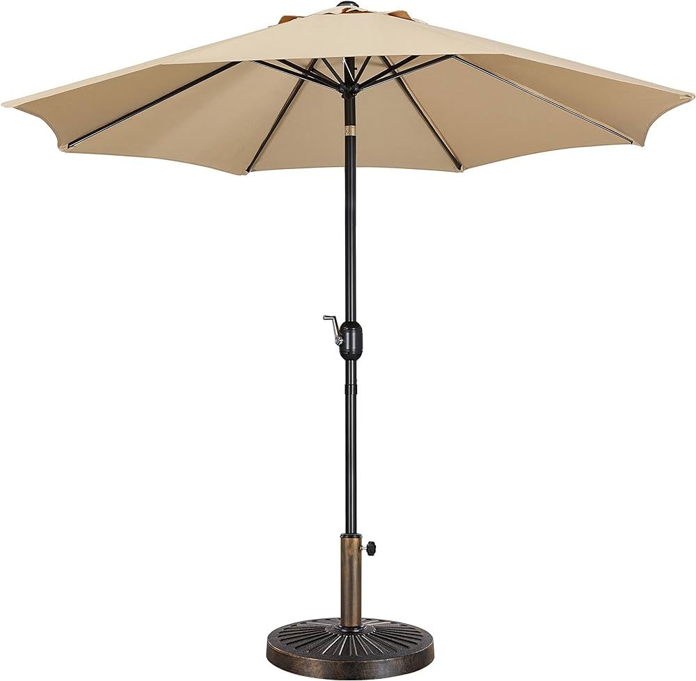 Yaheetech 9FT Garden Table Umbrella with 30lb Base, Patio Market Umbrella with Push Button Tilt, ... | Amazon (US)