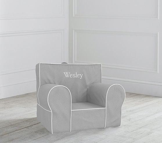 My First Gray with White Piping Anywhere Chair® | Pottery Barn Kids