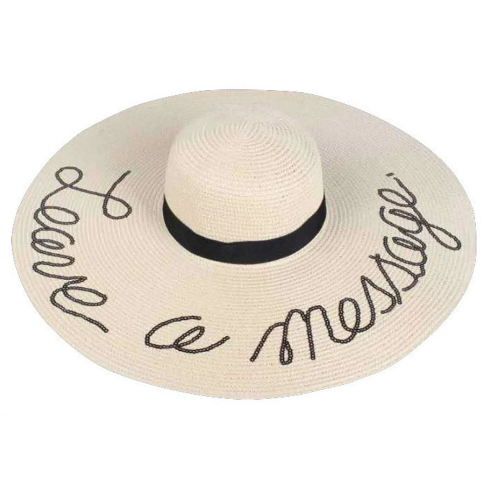 Amtal Women Leave a Message Embroided Sequins Floppy Beach Hat w/ Ribbon Trim | Walmart (US)