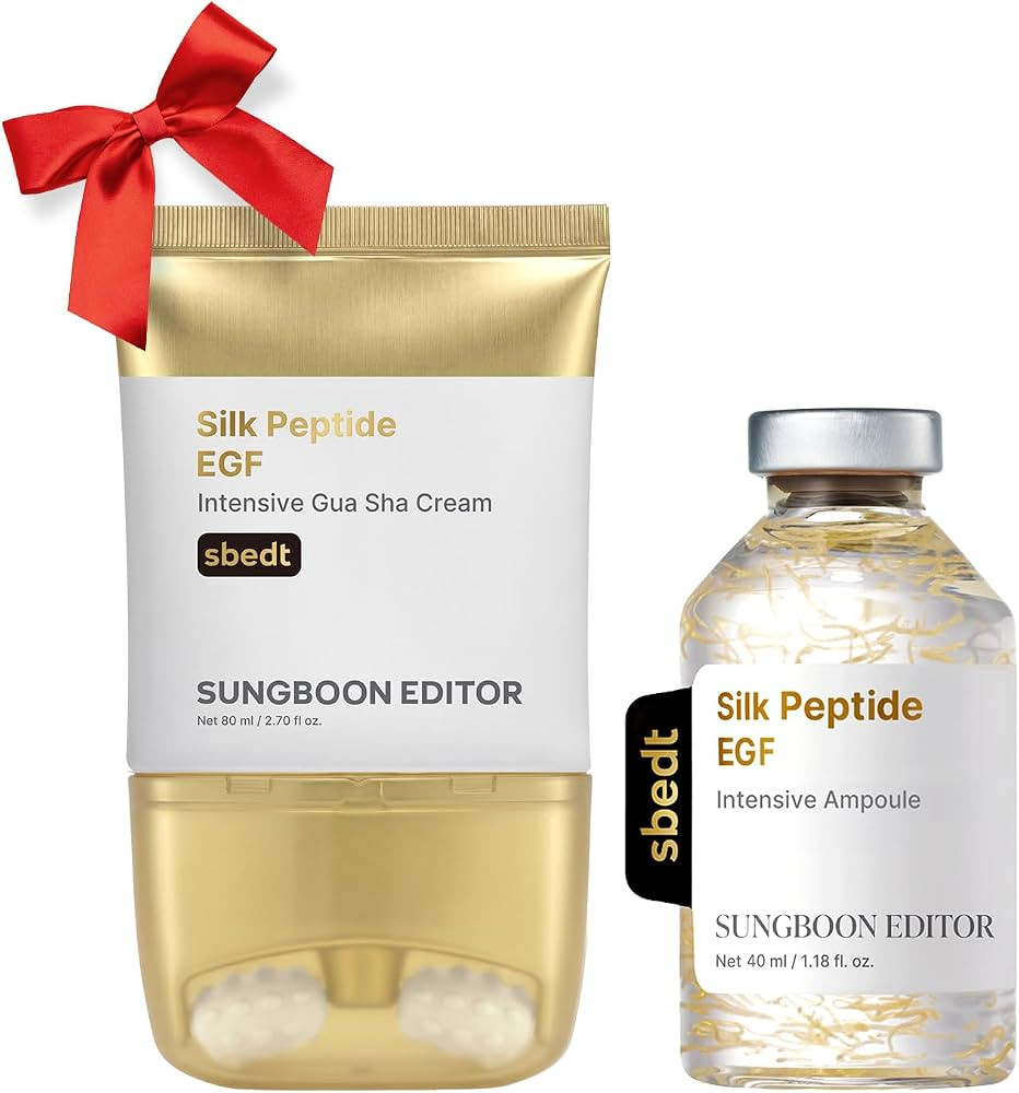SUNGBOON EDITOR Lift & Sculpt Duo, Silk Peptide EGF Ampoule + Peanut Ball Neck Gua Sha Cream, For... | Amazon (US)