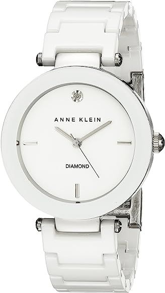 Anne Klein Women's AK/1019WTWT Diamond-Accented Watch with Ceramic Bracelet | Amazon (US)