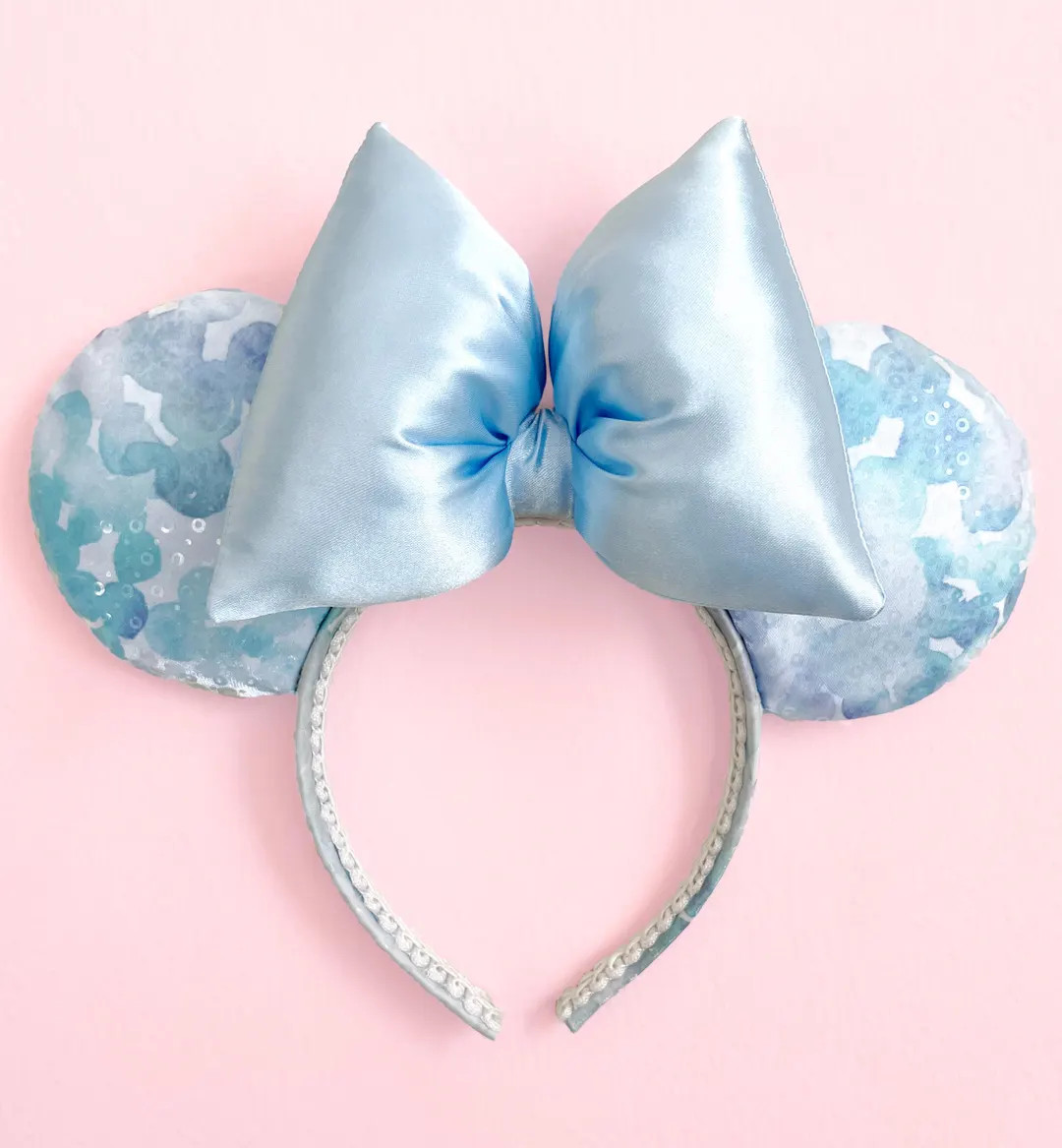 Minnie Blue Ear Cinderella Minnie Ear Sequin Minnie Ear Princess Mermaid Mickey Ear Princess Arie... | Etsy (US)