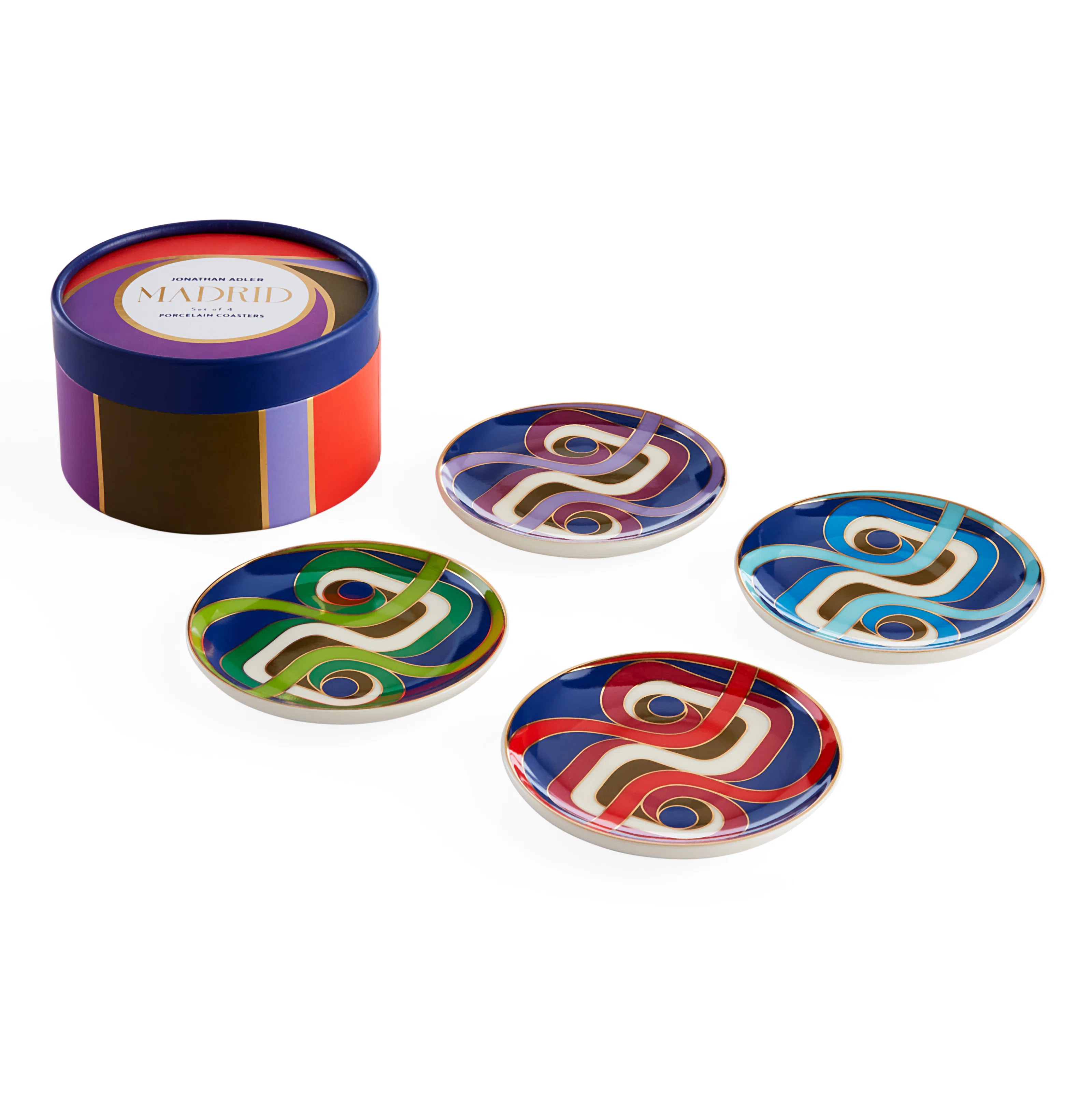 Jonathan Adler Madrid Abstract Ceramic Round 4 -Piece Coaster Set | Wayfair | Wayfair North America
