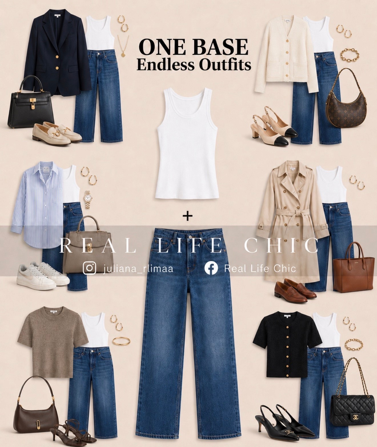 One base = endless outfits. 🤍👖

A simple white tank + great jeans can take you so much further than you think. Add a blazer, cardigan, striped shirt, trench, knit, or polished accessories and suddenly you have outfit after outfit without reinventing your wardrobe.

I linked similar pieces so you can recreate every look and build a closet that works harder for you. Shop your favorites before the best sizes are gone. ✨

one base endless outfits, white tank outfit, jeans outfit ideas, capsule wardrobe outfits, timeless outfit formulas, elevated basics, blazer and jeans outfit, cardigan and jeans outfit, trench coat outfit, striped shirt outfit, wide leg jeans, women over 40 fashion, effortless chic style, classic wardrobe staples, neutral outfit ideas, quiet luxury style, minimalist fashion, everyday outfit inspiration, LTK outfit ideas, Real Life Chic.

#LTKSaleAlert #LTKOver40 #LTKootd