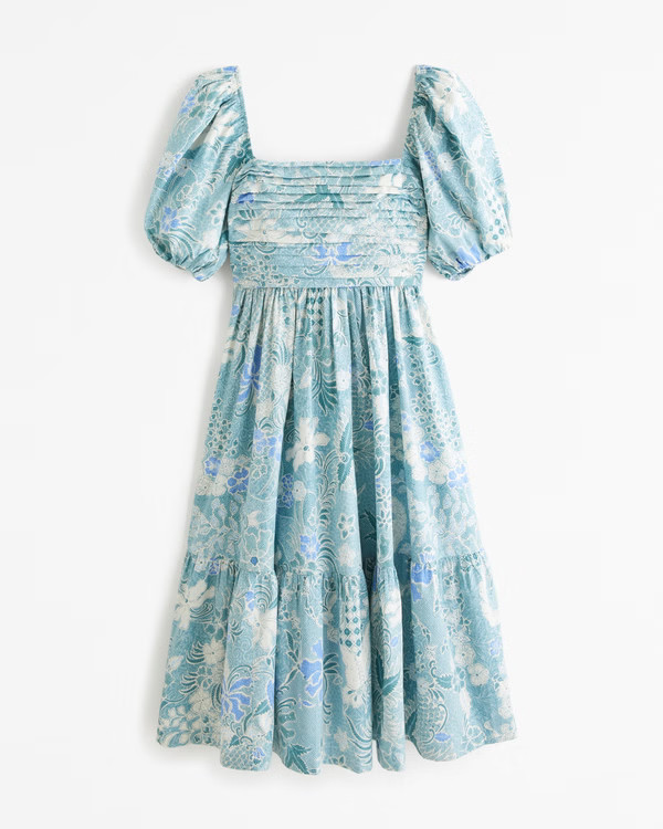 The A&F Emerson Poplin Puff Sleeve Midi Dress | Abercrombie & Fitch (US)