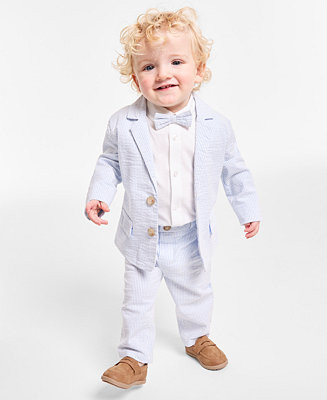 First Impressions Baby Boys Seersucker Blazer, Button-Up Shirt, Bow-Tie, & Pants, Exclusively at ... | Macy's