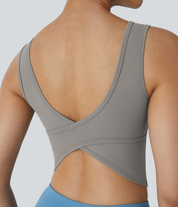 Women’s U Neck Backless Crossover Barre Ballet Dance Tank Top - Halara | HALARA