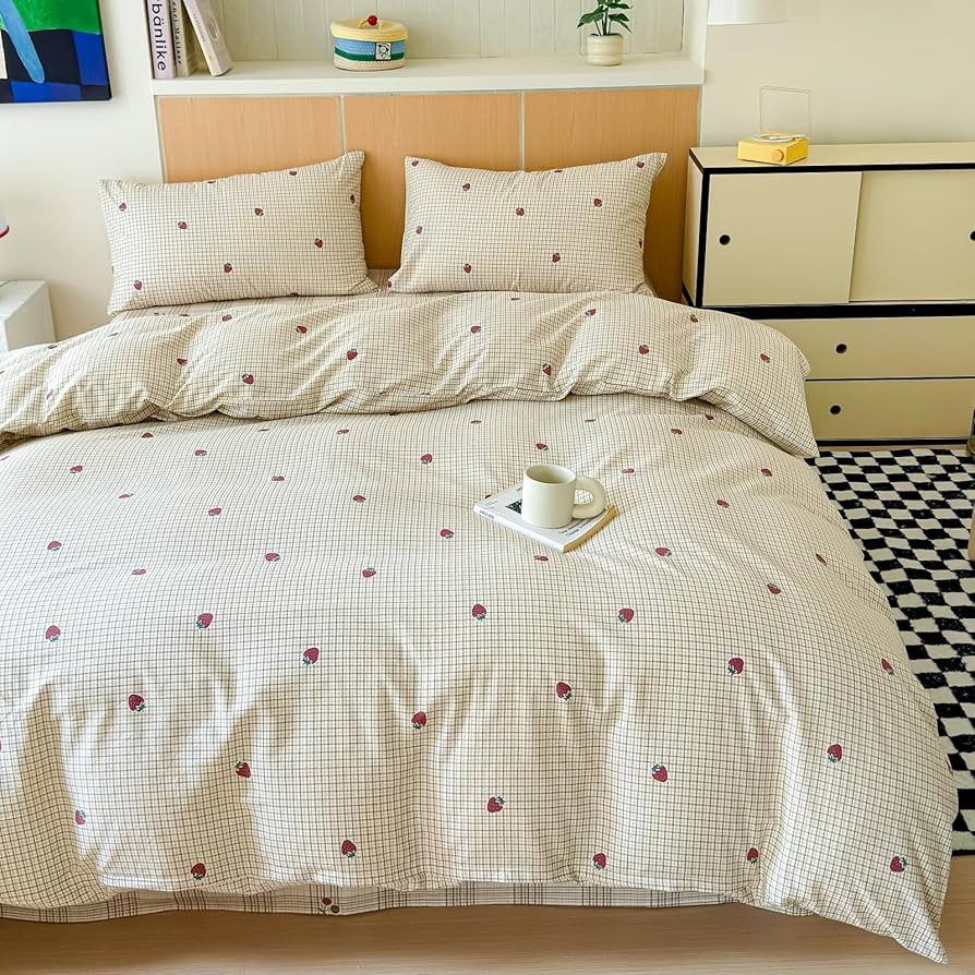 BlueBlue Strawberry Duvet Cover Set Queen 100% Cotton Bedding for Kids Boys Girls Teens Red Straw... | Amazon (US)