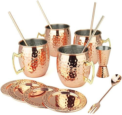 PG Moscow Mule/Cocktail Bar Set, 15-pc Copper/Rose Gold Color, High Grade SS, w/4x Moscow Mule Mu... | Amazon (US)