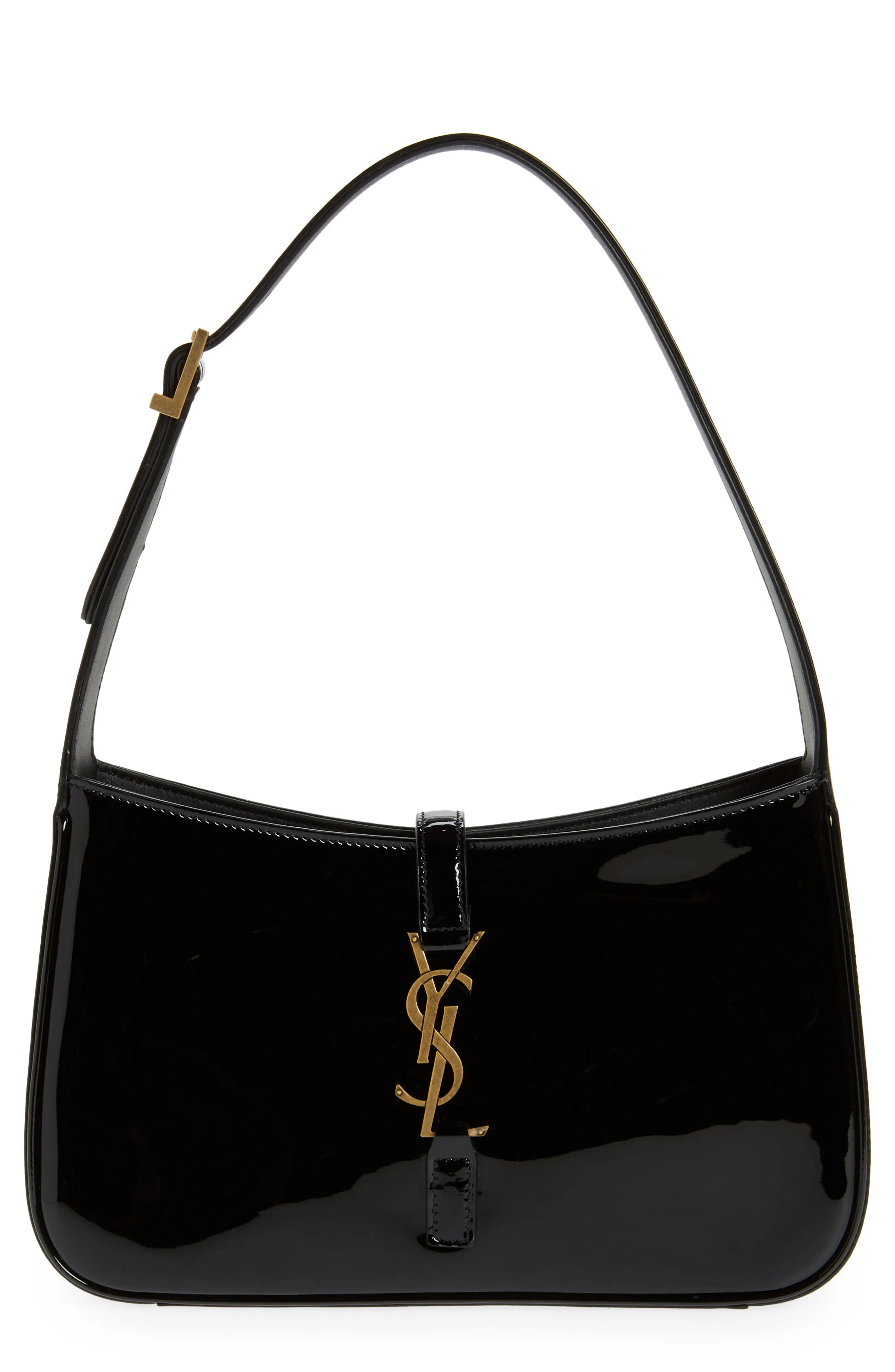 Saint Laurent Le 5 a 7 Patent Leather Hobo in Nero at Nordstrom | Nordstrom