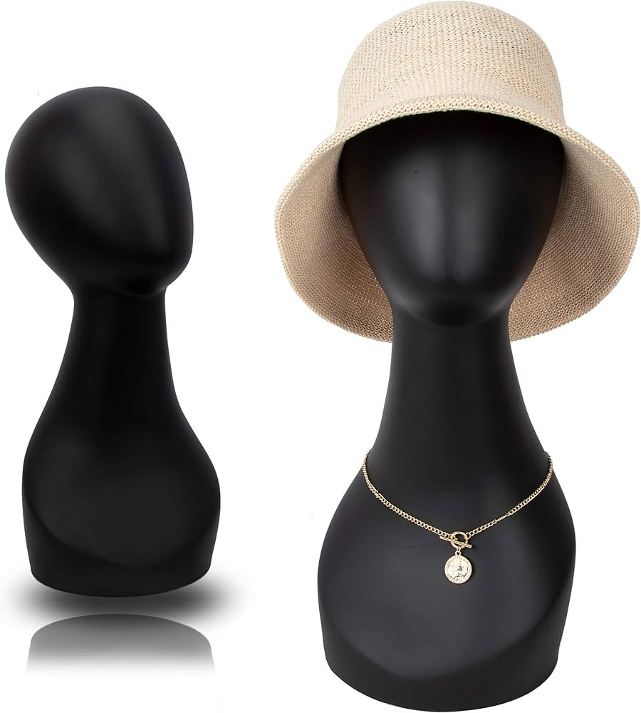 A1 Pacific Mannequin Wig Head Shoulder Female Male Bust Display Hair Hat Mask AB-W (Matte Black) | Amazon (US)
