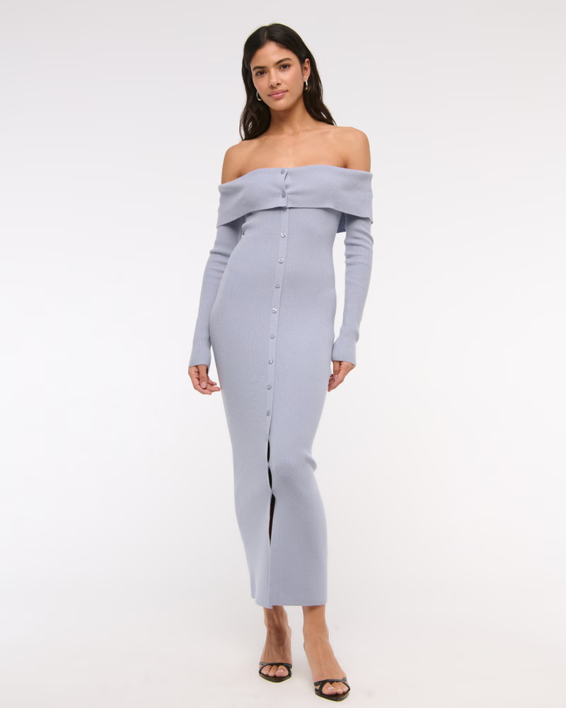 Women's Off-The-Shoulder Midi Sweater Dress | Women's Dresses & Jumpsuits | Abercrombie.com | Abercrombie & Fitch (US)