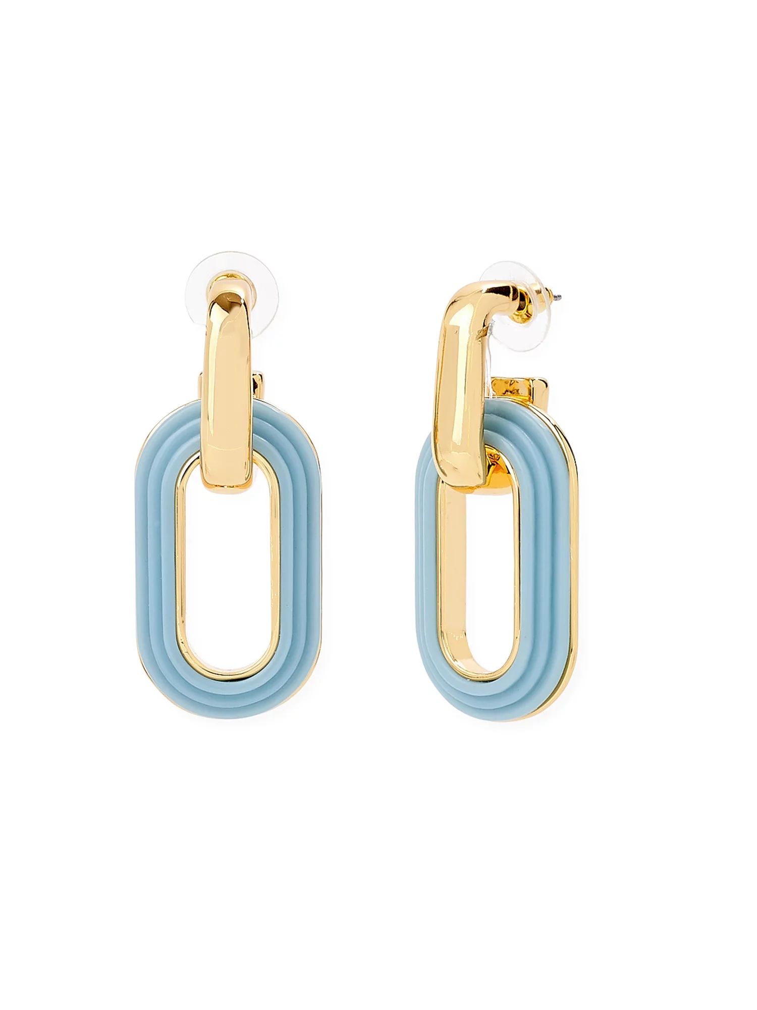 Scoop Women’s 14K Gold Flash-Plated Blue Link Earrings - Walmart.com | Walmart (US)