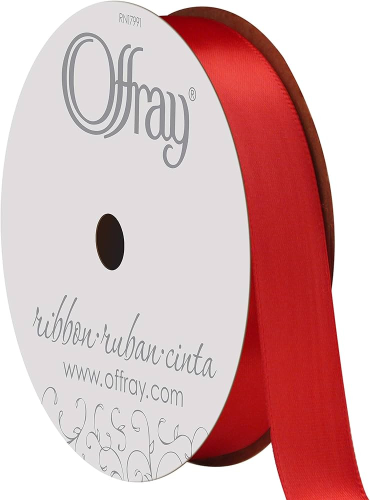 Berwick 062050 5/8" Wide Single Face Satin Ribbon, Red, 6 Yds | Amazon (US)