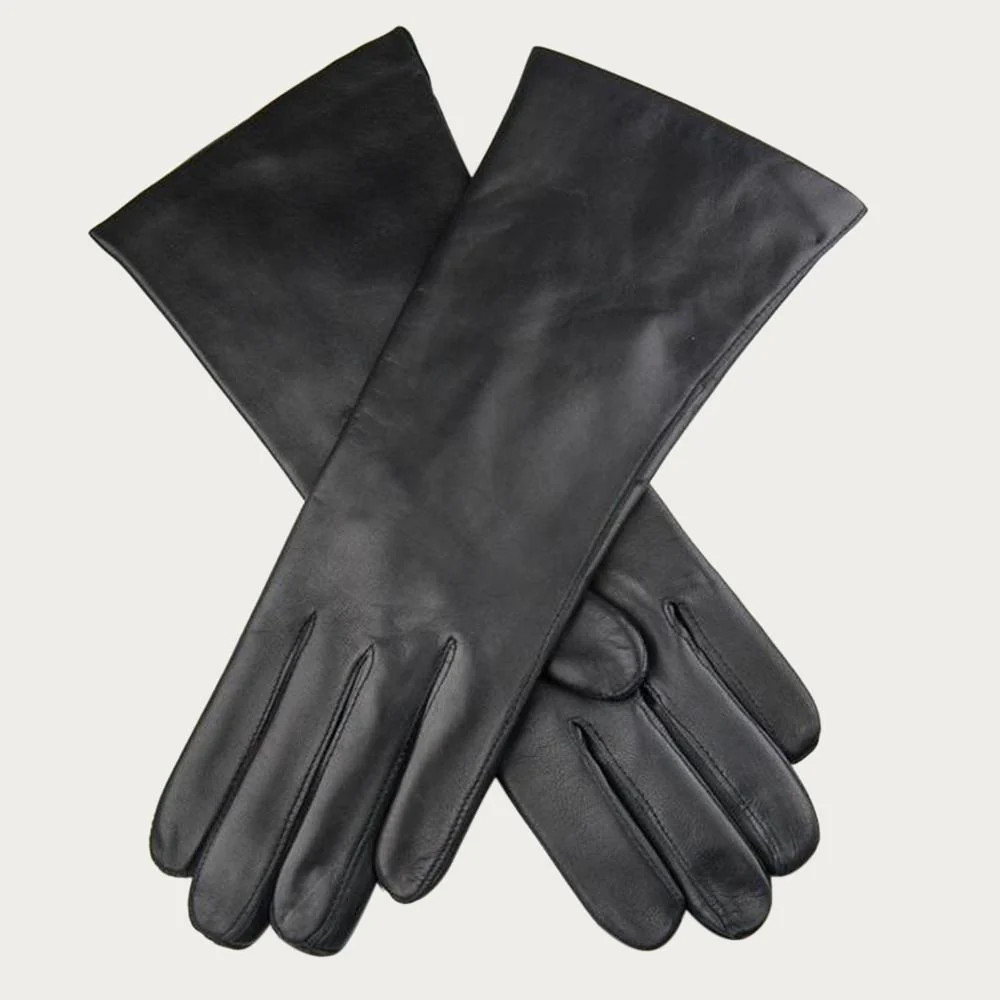 Ladies Black Cashmere Lined Leather Gloves | Black