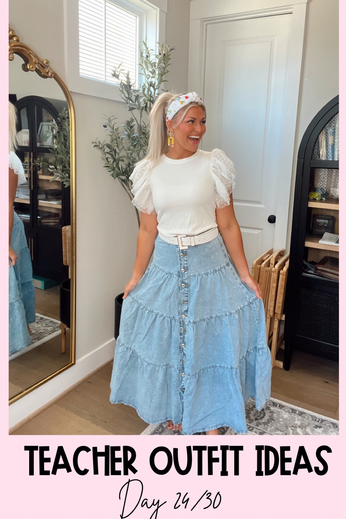 Teacher outfit ideas day 24/30🩵✏️
Shirt size M
Skirt size S (4) 

#LTKFindsUnder50 #LTKBacktoSchool #LTKStyleTip