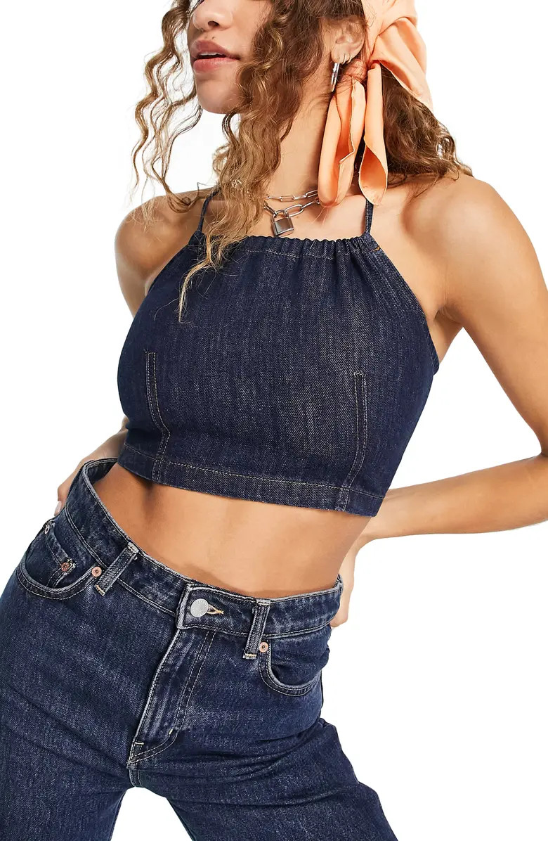 Tie Back Denim Crop Top | Nordstrom