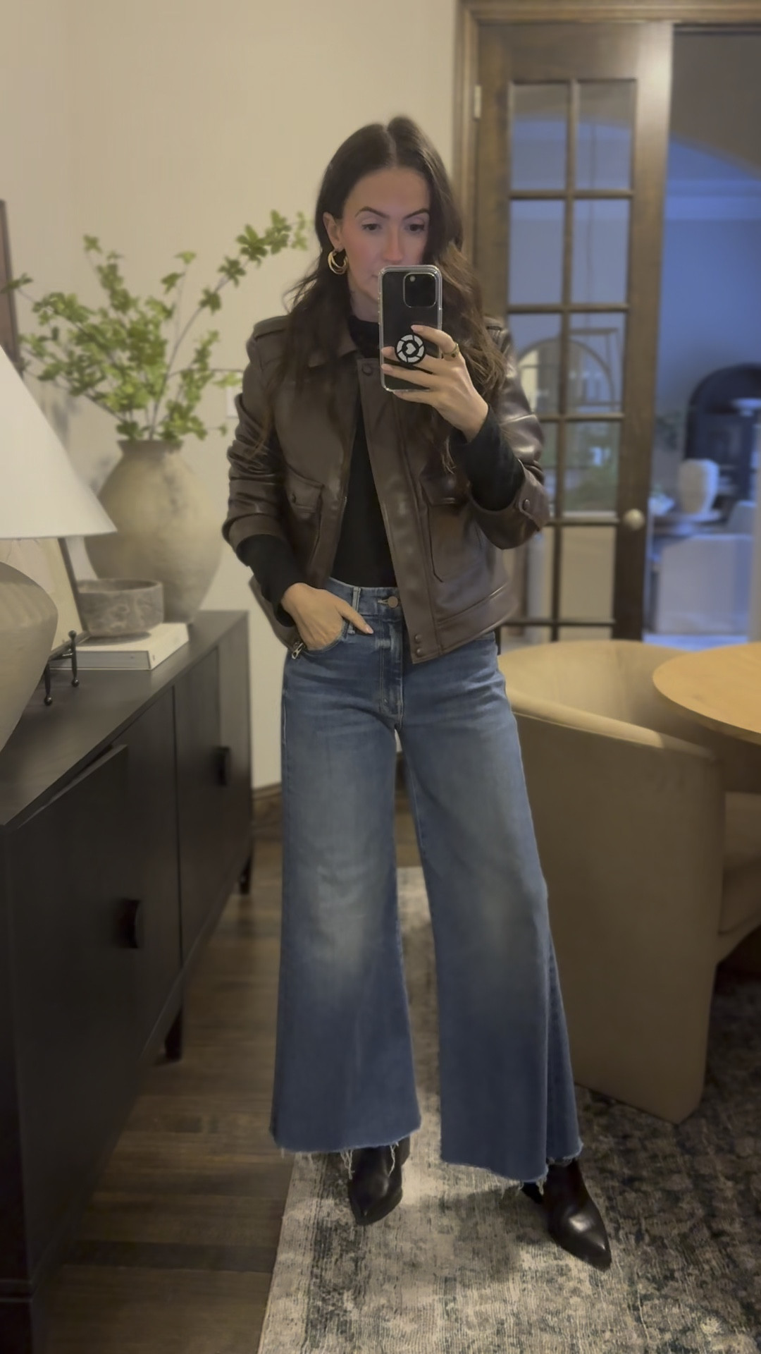 This new Walmart jacket is under $40 and looks designer! Highly recommend it. I took a size small. 

Denim, faux leather jacket, wide leg jeans, Madewell, Nordstrom, Walmart fashion, date night outfits, 

#LTKWatchNow #LTKPetite #LTKStyleTip