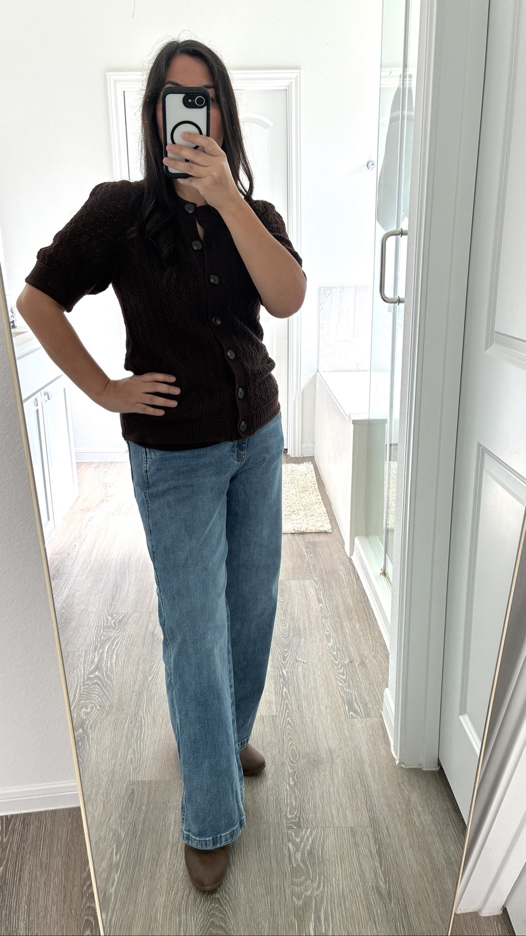 This chocolate brown sweater looks like fall. These jeans feel like I could wear them everyday. Add some brown boots and you are ready for walks in the crisp Autumn leaves and air.

#LTKootd #LTKPetite #LTKmomlife
