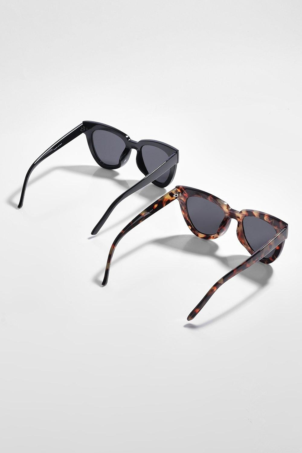 Chunky Oversized Frame Sunglasses 2 Pack | Boohoo.com (UK & IE)