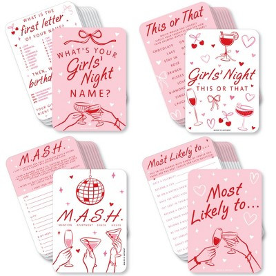 Big Dot of Happiness Drinks with the Girls Game Bundle, Girls' Night Birthday, Galentine's, or Bachelorette Game Pack, 4 Different Games - 10 of Each | Target