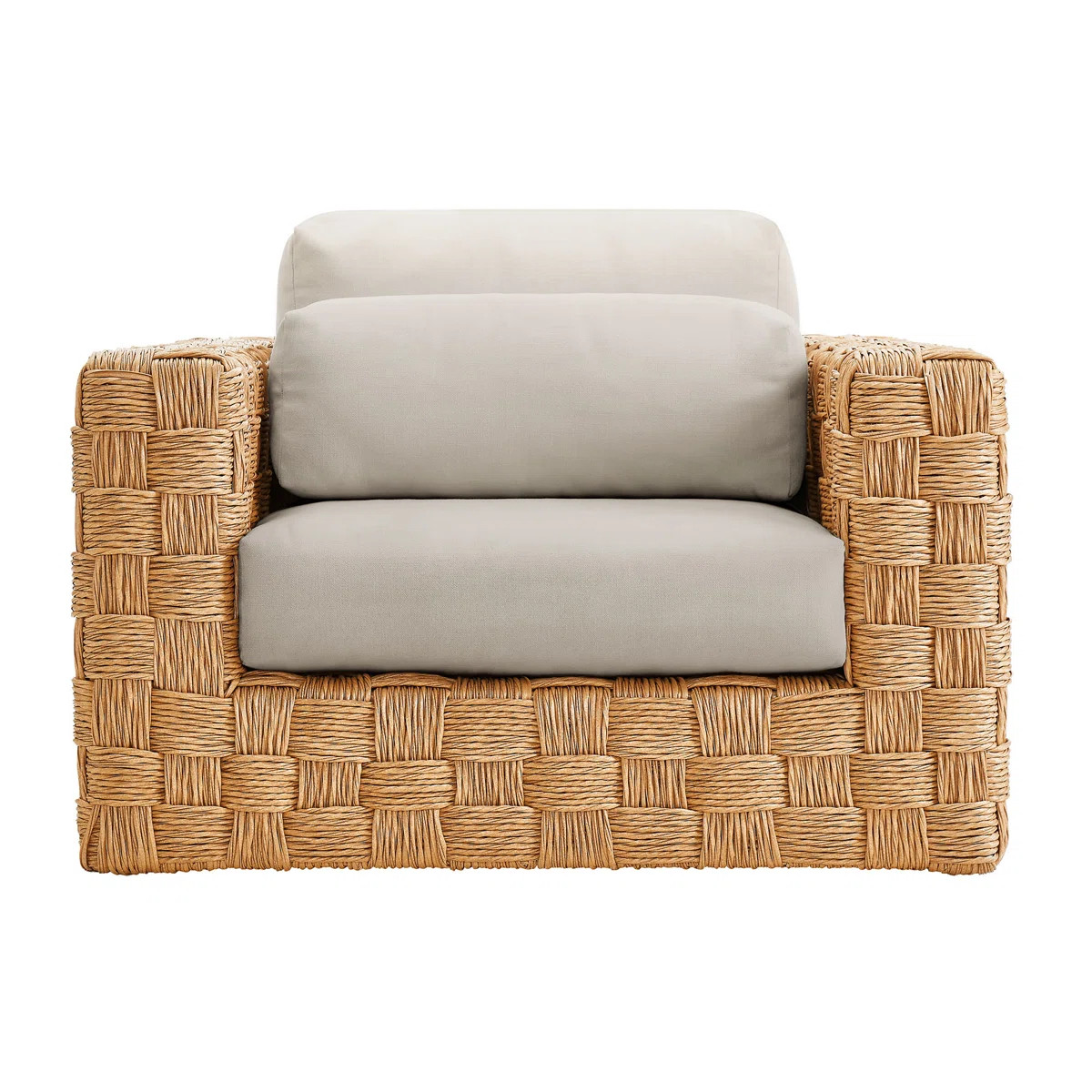 Thames Outdoor Patio Wicker Outdoor Patio Rattan Armchair In Natural Light Gray | Wayfair North America