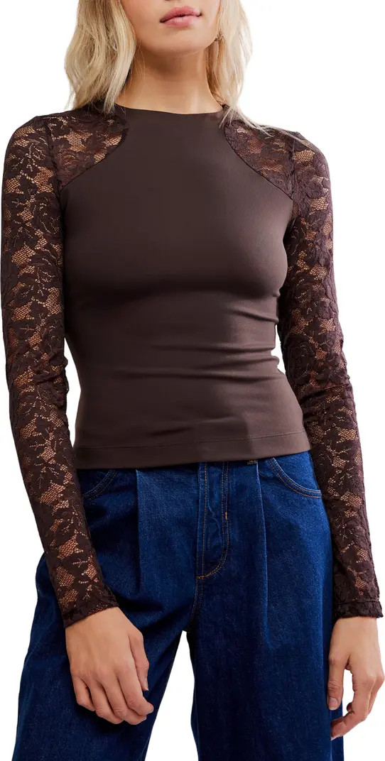 Free People No Excuses Lace Sleeve Top | Nordstrom | Nordstrom